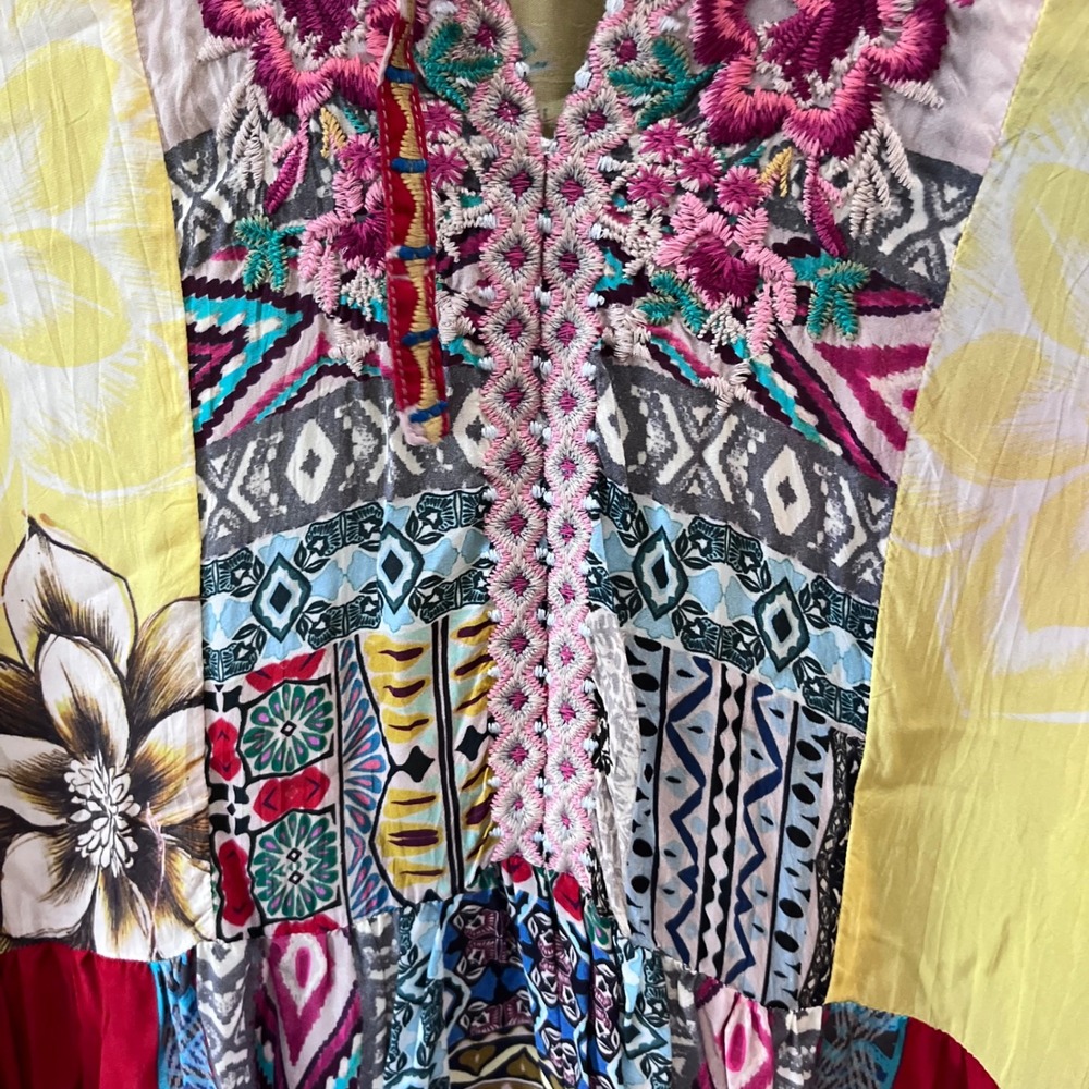 Johnny Was Bohemian Patchwork Floral Maxi Dress Size M - Picture 3 of 8